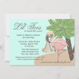 Invitation Flip Flop et Baby shower Flamant rose