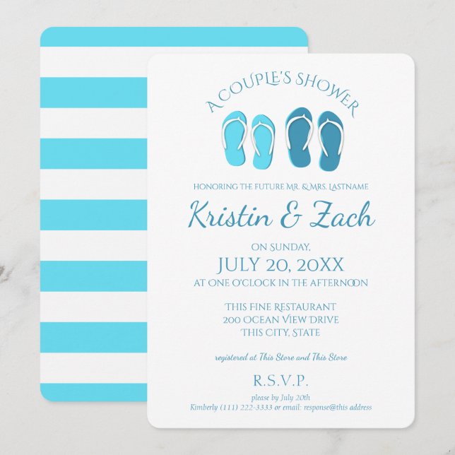 Invitation Flip Flops Douche Couple (Devant / Derrière)