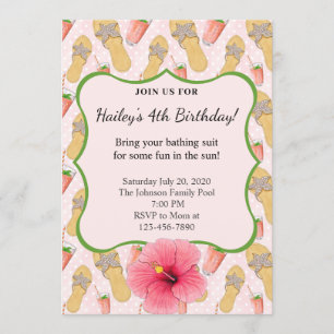 Invitation Flip Flops et Lemonade Anniversaire Fête Invitatio