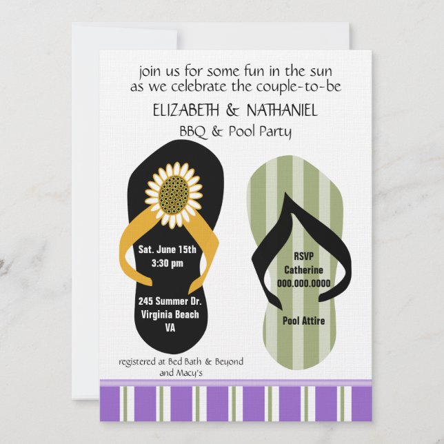 Invitation Flippin Out Couples Wedding shower Pool Party (Devant)