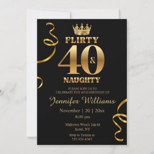 Invitation flirty 40 & naughty, chic or noir 40e anniversaire