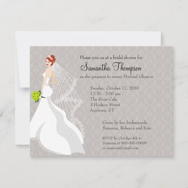 Invitation Flirty de Fête de la mariée de brume (Devant)