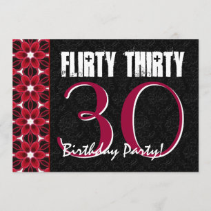 Invitation Flirty Thirty 30th Birthday Party Pink and Black