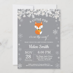 Invitation Flocon de Neige Baby Shower Renard Hive