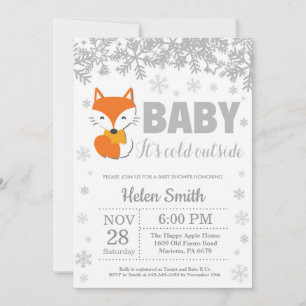 Invitation Flocon de Neige Baby Shower Renard Hive