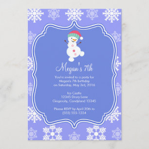 Invitation Flocon de neige congelé hiver Snowman Anniversaire