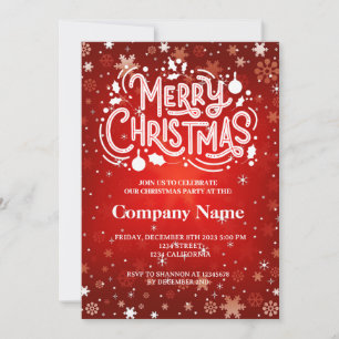 Invitation Flocon de neige d'hiver rouge blanc Joyeux Noël fê