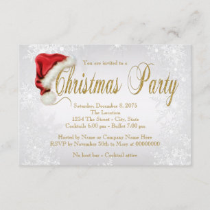 Invitation Flocon de neige en argent Fête de Noël du Père Noë