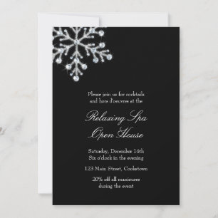 Invitation Flocon de neige en cristal excentré de noir de
