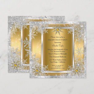 Invitation Flocon de neige Or Argent Fête hivernale merveille