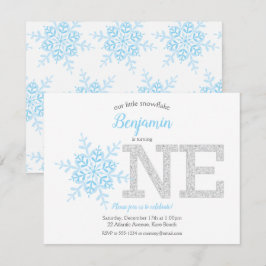 Invitation Flocon de neige Parties scintillant d'argent bleu 