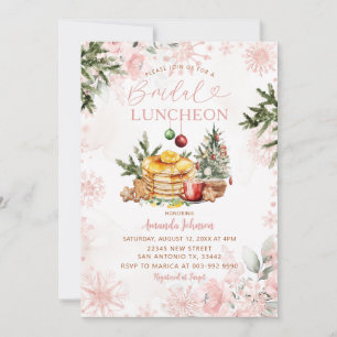 Invitation Flocon de neige rose, crêpe et cacao pour déjeuner