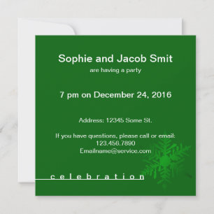 Invitation Flocon de neige sur la fête de Noël verte