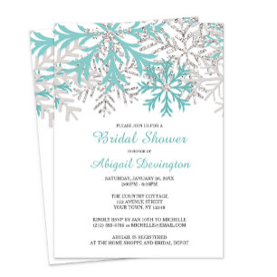 Invitation Flocon de neige Turquoise Blue Silver Winter Fête 