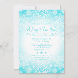 Invitation Flocon de neige turquoise Glow Winter Wonderland S