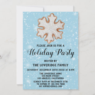 Invitation Flocon de Noël Biscuit Fête de Noël Bleu Neige