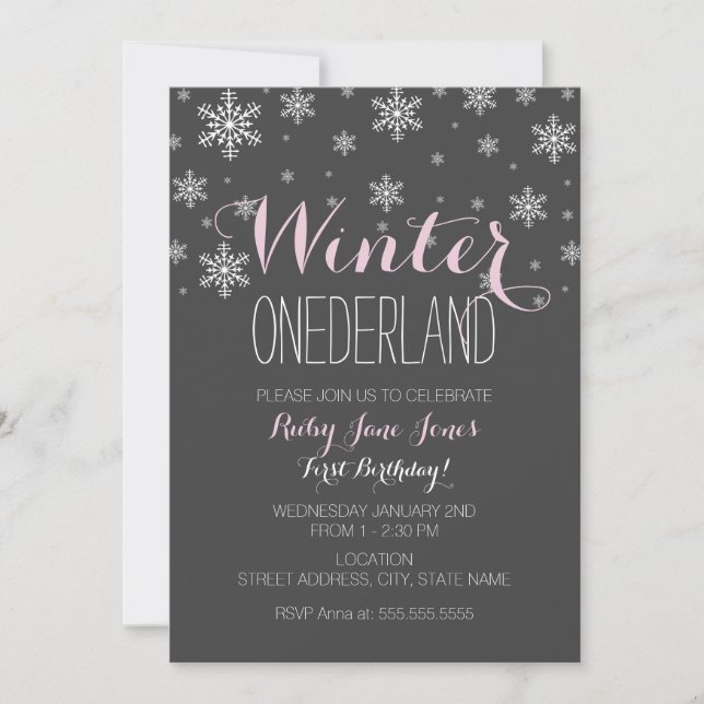Invitation Flocon des neiges Hiver Onederland Premier Anniver (Devant)