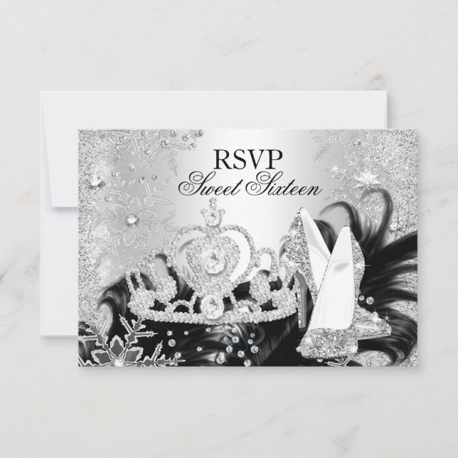 Invitation Flocon d'hiver Flocon de neige Silver Sweet 16 RSV (Devant)