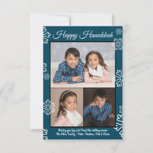 Invitation Flocons de neige bleus - Plaque photo Hanukkah 3x5