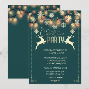 Invitation Flocons de neige, cerfs, fête de Noël de l'entrepr