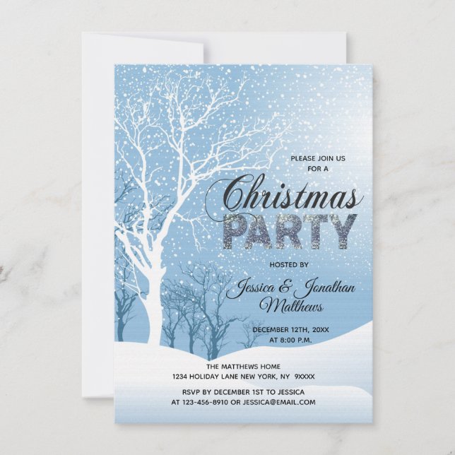 Invitation Flocons de neige de neige du pays des merveilles (Devant)