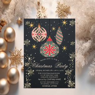 Invitation Flocons de neige dorés, ornements vintage Dark Com