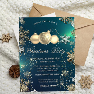 Invitation Flocons de Neige Dorés, Soirée d'Entreprise Boules
