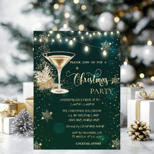 Invitation Flocons de neige dorés,Verre,Lumières Vert Noël