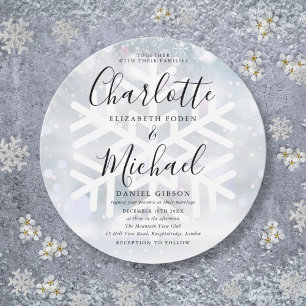 Invitation Flocons de neige élégants de forme circulaire pour