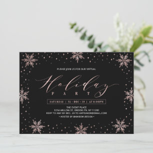 Invitation Flocons de neige en or rose Fête d'entreprise d'hi