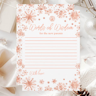 Invitation Flocons de neige en or rose, paroles de sagesse