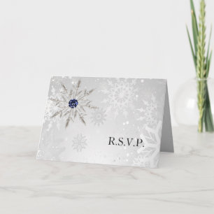 Invitation flocons de neige marine argent mariage hiver rsvp