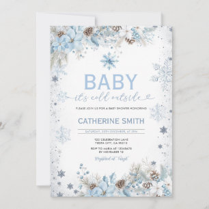 Invitation Flocons de paillettes bleues Baby Shower Flocons d