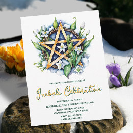 Invitation Flora Pentacle Neige & Fleurs Wiccan Imbolc Party