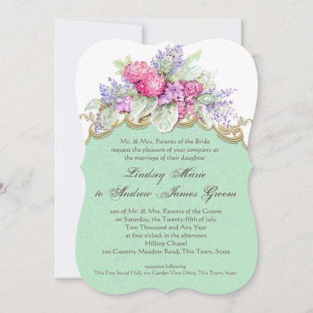 Invitation Flora Watercolor Bouquet Mariage (Devant)