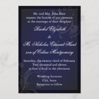 Invitation Floraison bleu marine