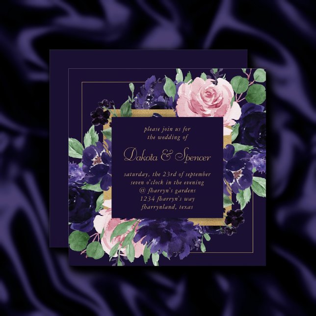 Invitation Floraison | Floral de violet foncé et rose (Créateur téléchargé)