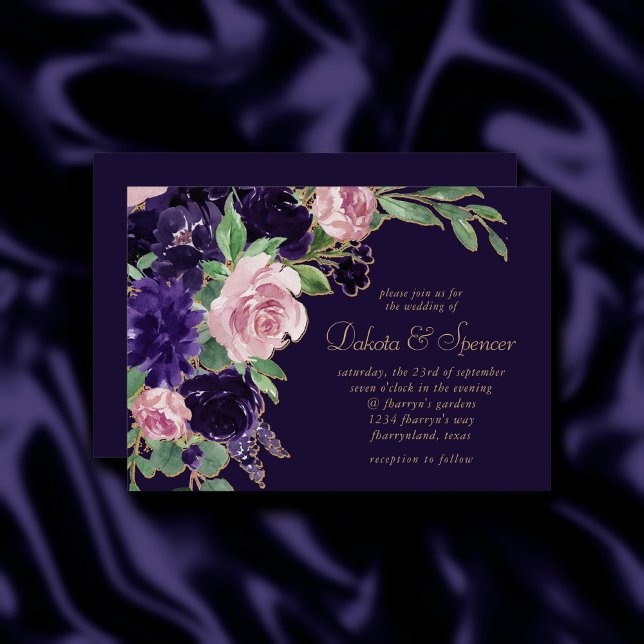 Invitation Floraison | Floral de violet foncé et rose (Créateur téléchargé)