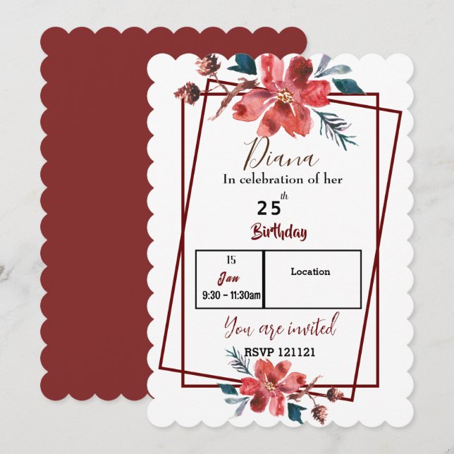Invitation Floral  (Devant / Derrière)