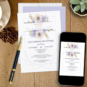 Invitation Floral 50 et Fabulous Violet Peach Rose Anniversai