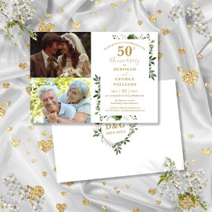 Invitation Floral 50e anniversaire du Mariage hier et aujourd