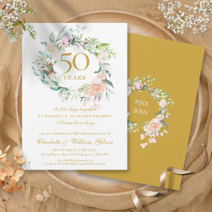 Invitation Floral 50e Anniversaire Mariage d'or Souvenirs