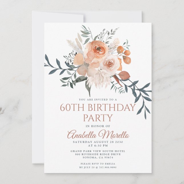 Invitation Floral 60e anniversaire (Devant)