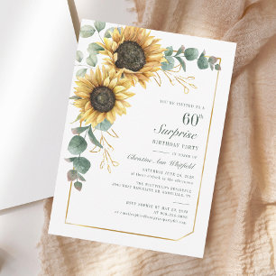 Invitation Floral 60e anniversaire tournesol Eucalyptus