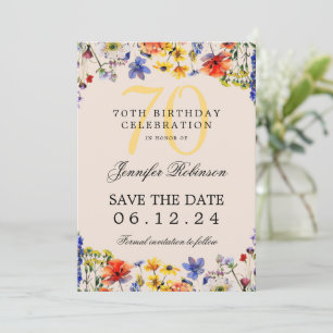 Invitation Floral 70e fête d'anniversaire Sauvez la date Cham