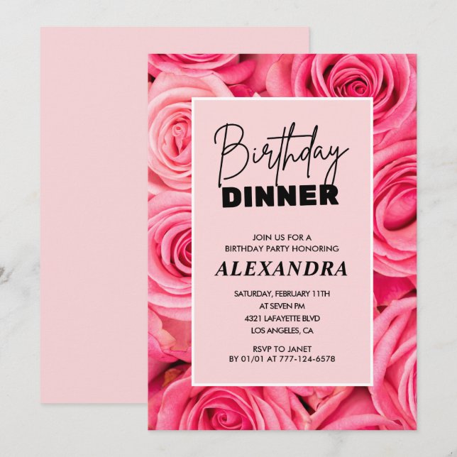 Invitation Floral Anniversaire dîner 91e anniversaire invitat (Devant / Derrière)