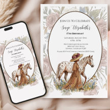 Floral Appaloosa Horse Birthday Card for Girls