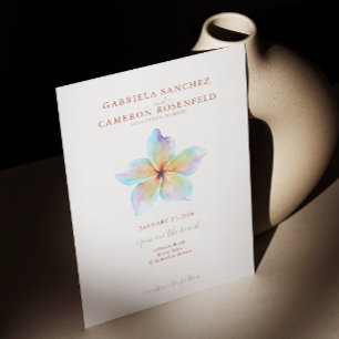 Invitation Floral Aquarelle Plumeria Terracotta Mariage
