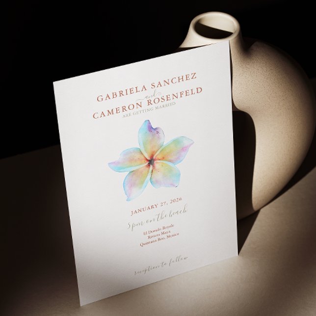 Invitation Floral Aquarelle Plumeria Terracotta Mariage (Créateur téléchargé)