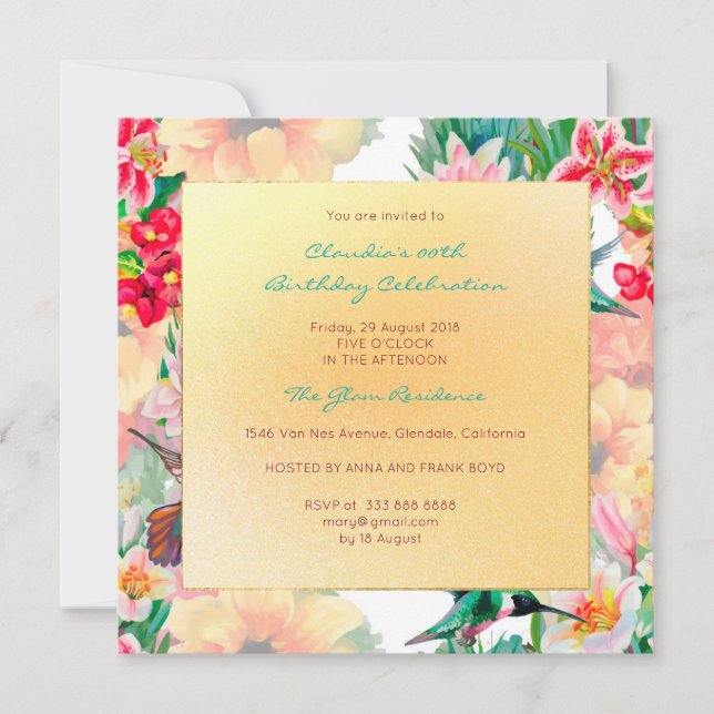 Invitation Floral Aquarelle Printemps Événement Anniversaire  (Devant)